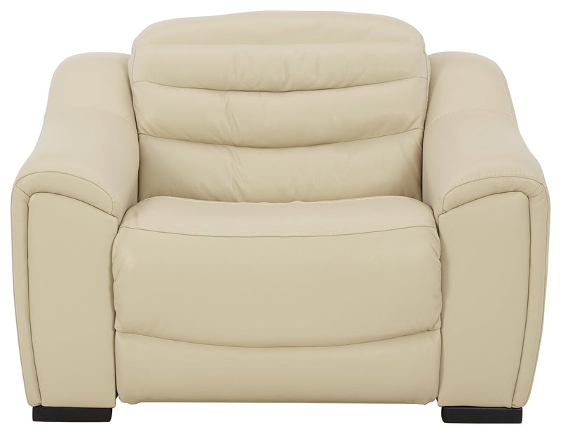 Center Line Cream Leather Power Recliner