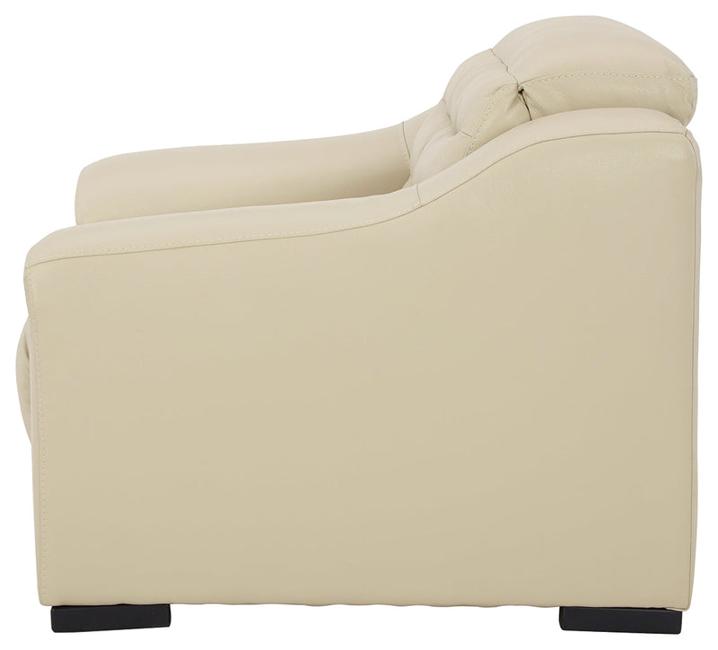 Center Line Cream Leather Power Recliner