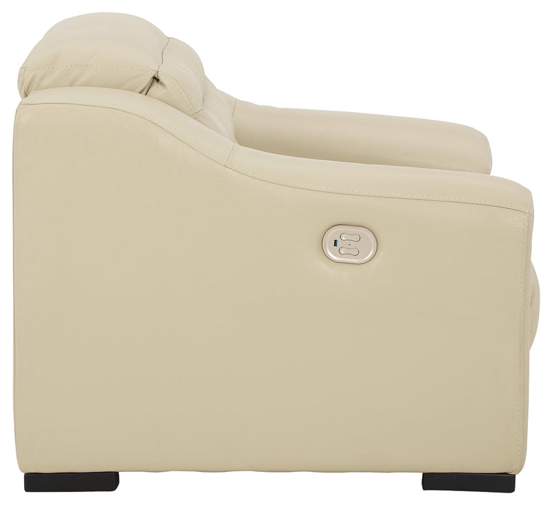 Center Line Cream Leather Power Recliner