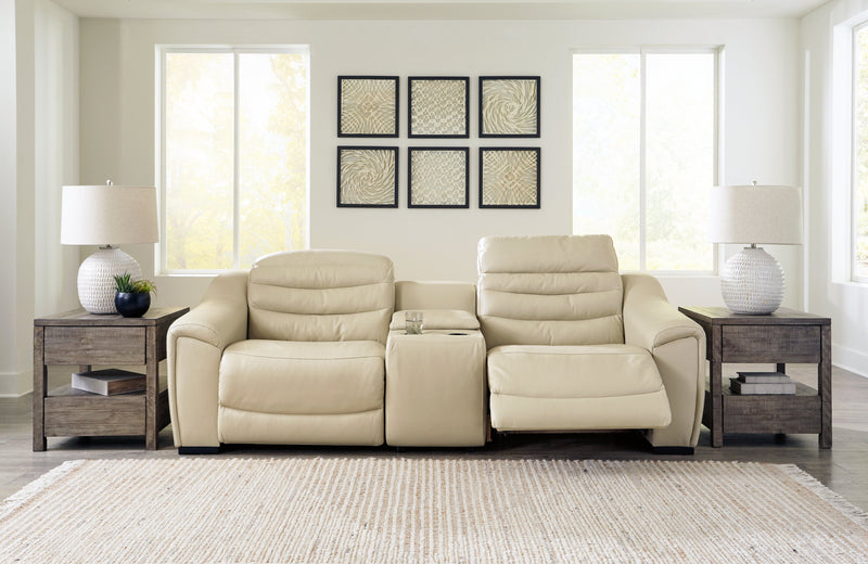 Center Line Cream 3-Piece Power Reclining Loveseat With Console