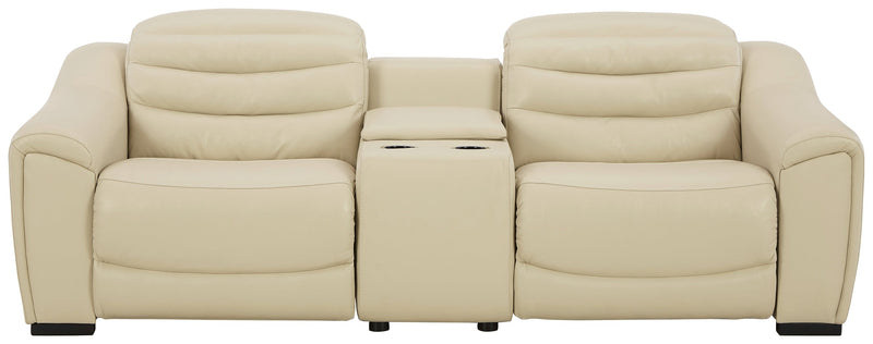 Center Line Cream 3-Piece Power Reclining Loveseat With Console