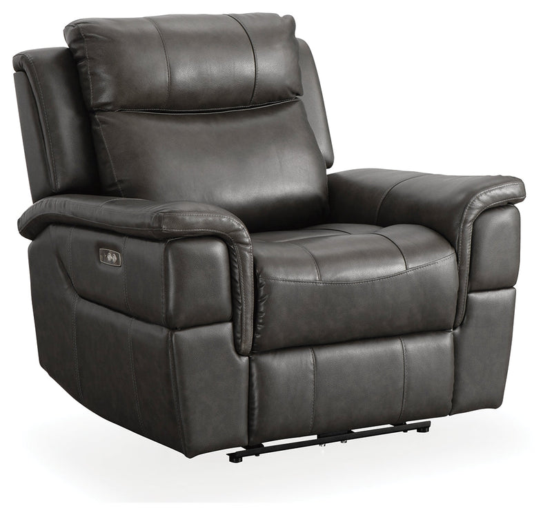 Dendron Charcoal Leather Power Recliner