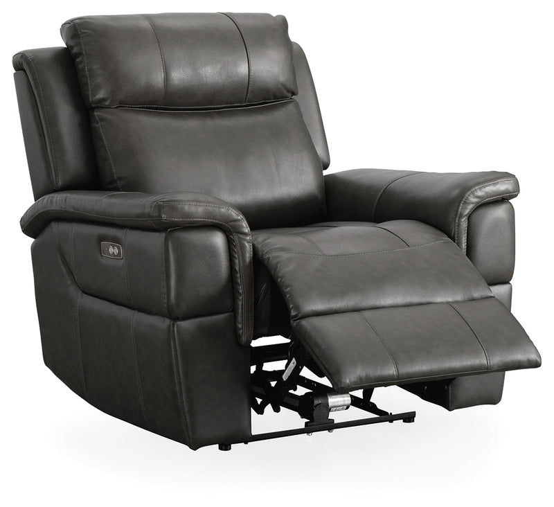 Dendron Charcoal Leather Power Recliner