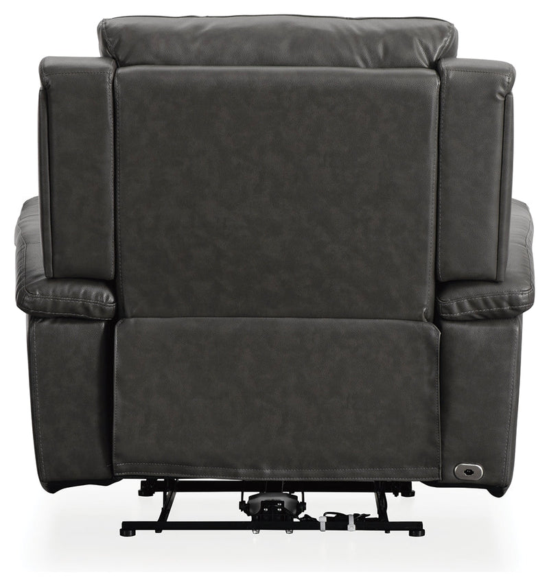 Dendron Charcoal Leather Power Recliner