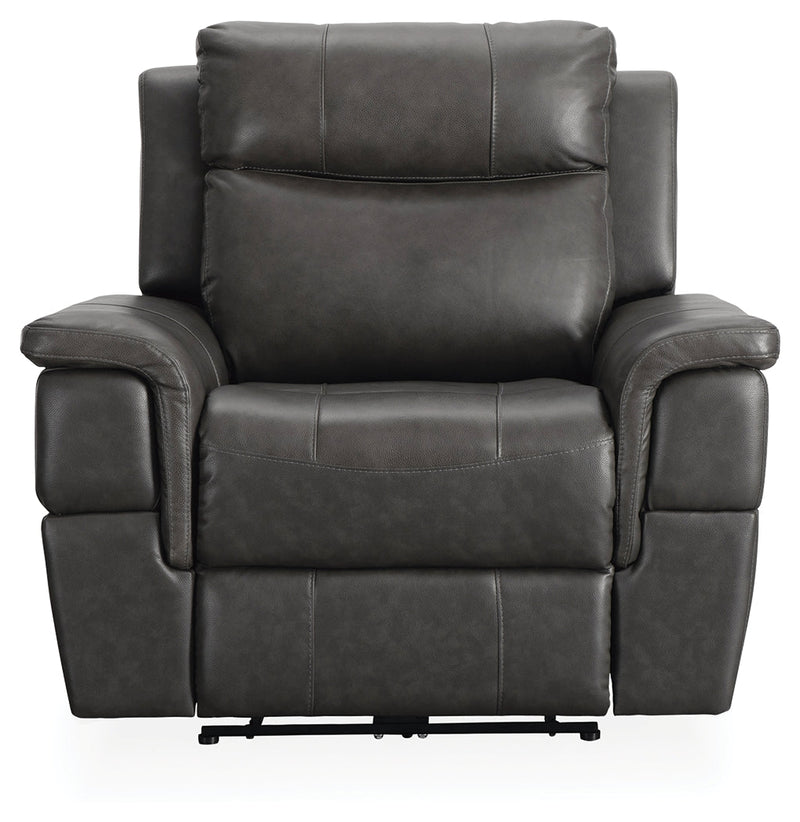 Dendron Charcoal Leather Power Recliner