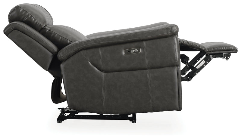 Dendron Charcoal Leather Power Recliner