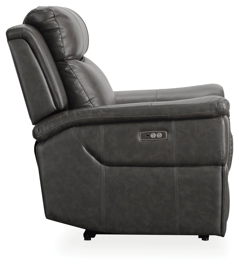 Dendron Charcoal Leather Power Recliner