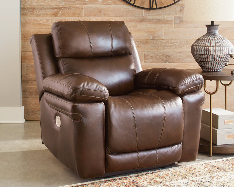 Edmar Chocolate Leather Power Recliner