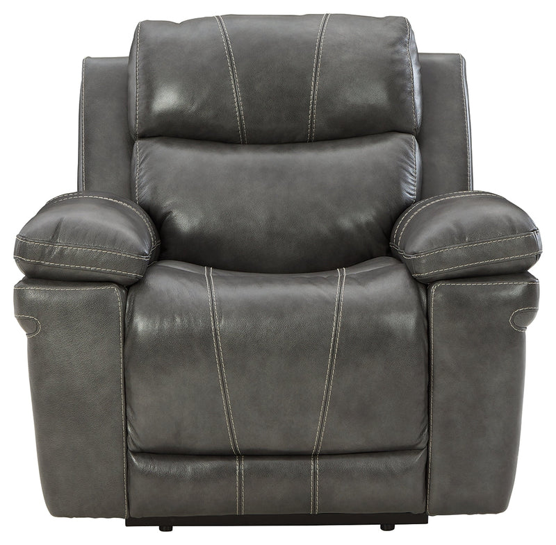 Edmar Charcoal Leather Power Recliner