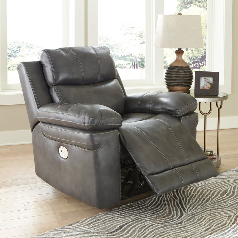 Edmar Charcoal Leather Power Recliner