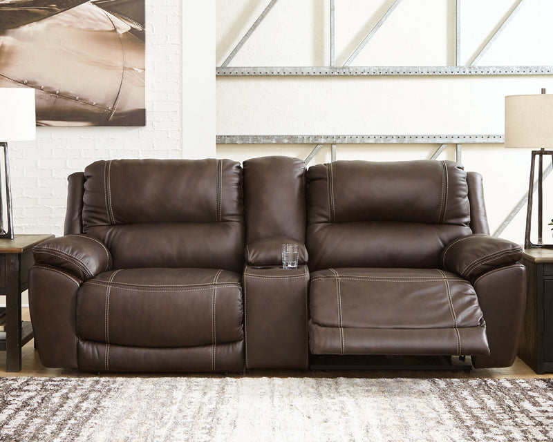 Dunleith Chocolate 3-Piece Power Reclining Loveseat With Console