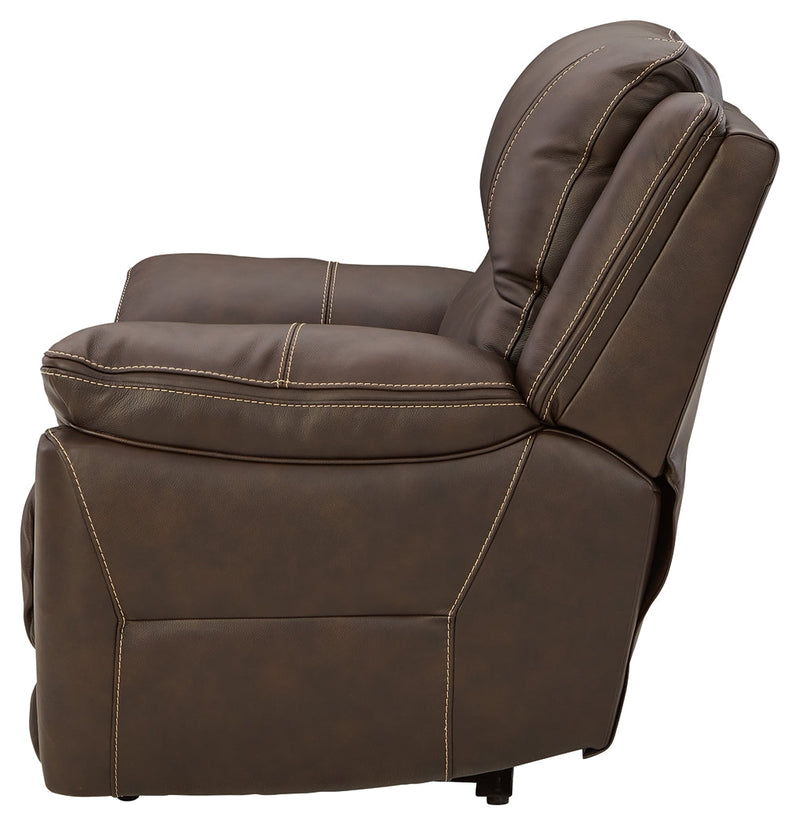 Dunleith Gray Leather Power Recliner