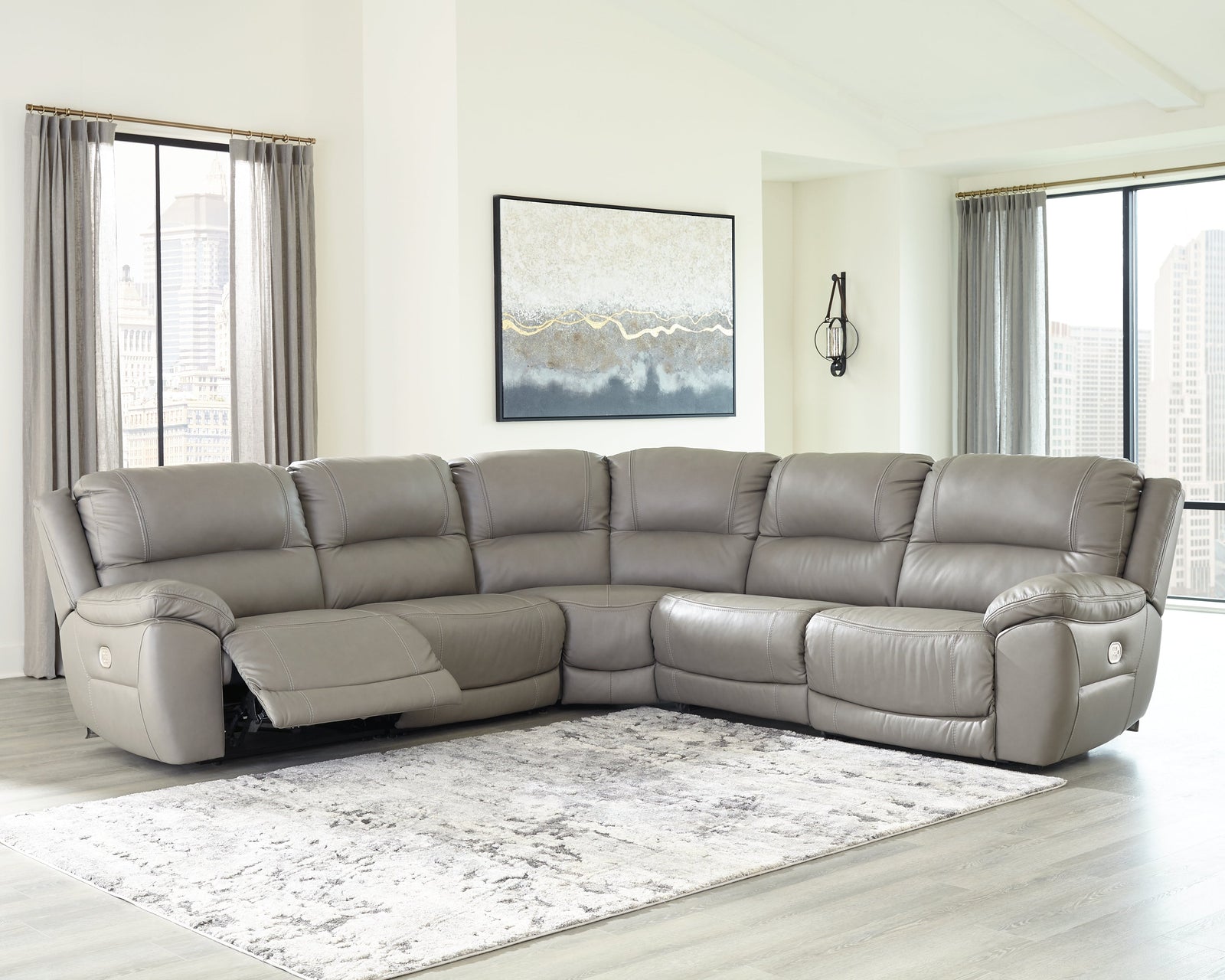 Dunleith Gray 5-Piece Power Reclining Sectional