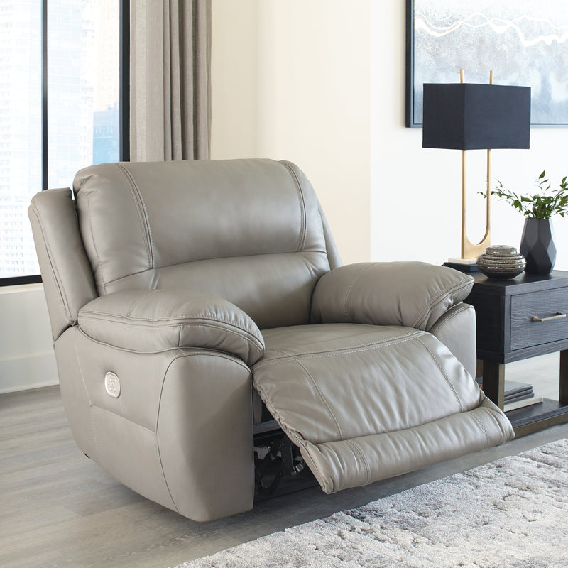 Dunleith Gray Leather Power Recliner