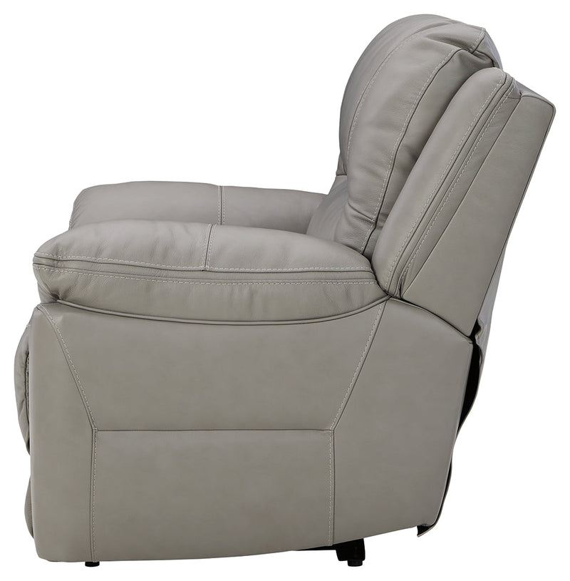 Dunleith Gray Leather Power Recliner