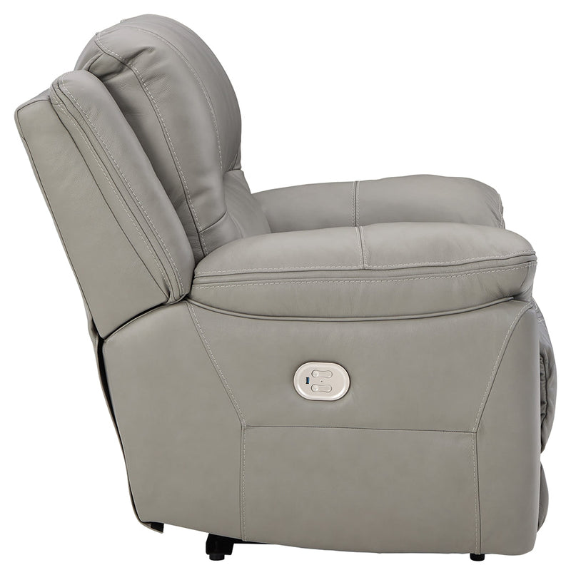 Dunleith Gray Leather Power Recliner