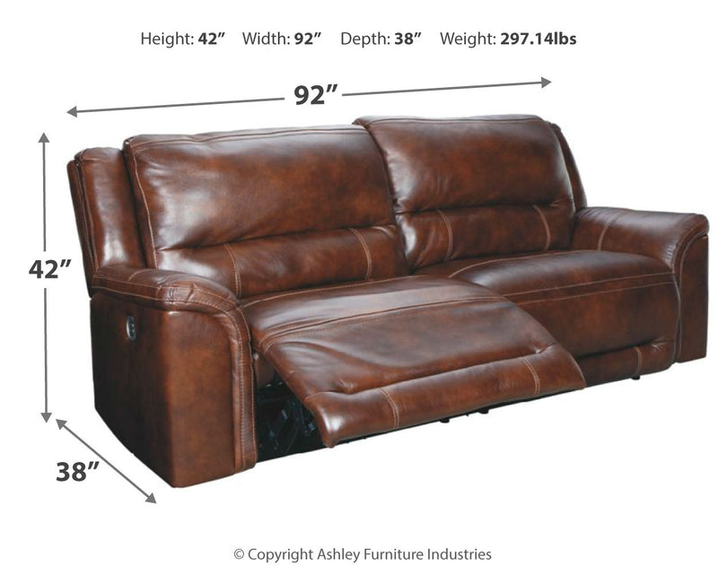 Catanzaro Mahogany Leather Power Reclining Sofa