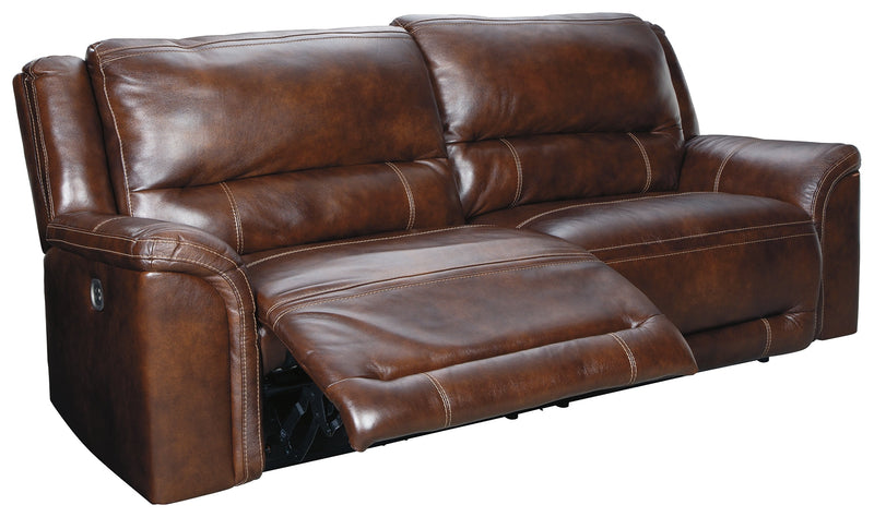 Catanzaro Mahogany Leather Power Reclining Sofa