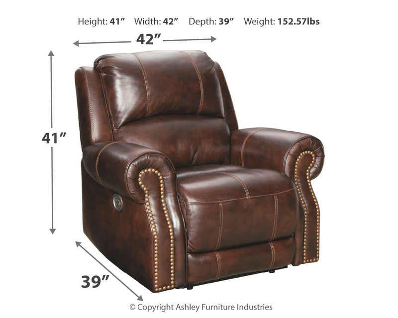 Buncrana Chocolate Leather Power Recliner