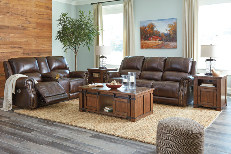 Buncrana Chocolate Leather Power Reclining Sofa