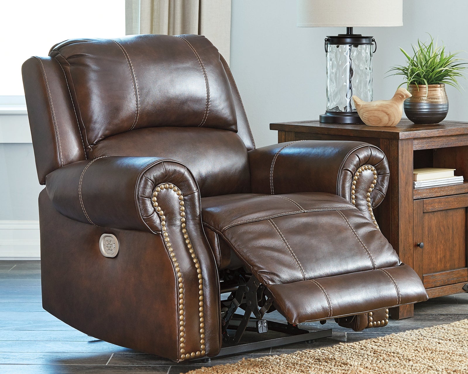 Buncrana Chocolate Leather Power Recliner