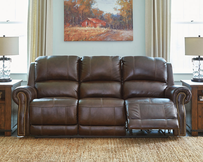 Buncrana Chocolate Leather Power Reclining Sofa