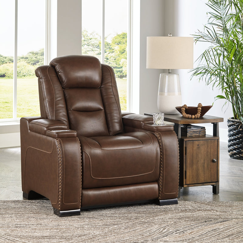 The Man-den Mahogany Leather Power Recliner