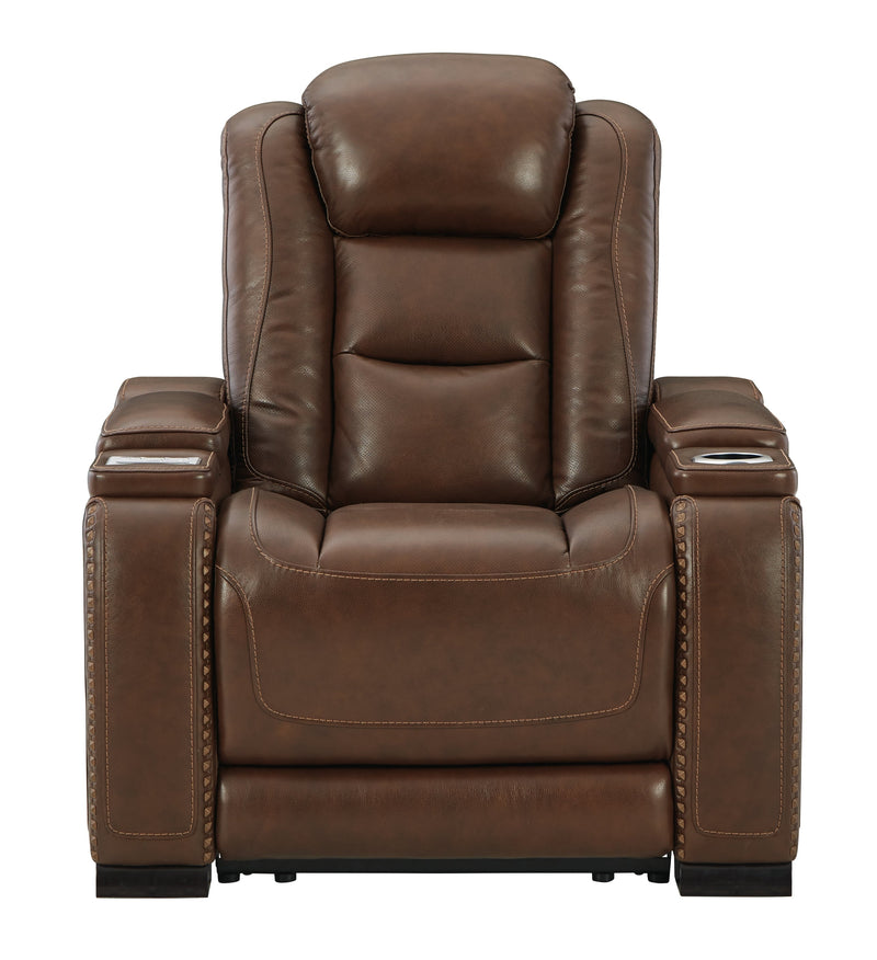 The Man-den Mahogany Leather Power Recliner