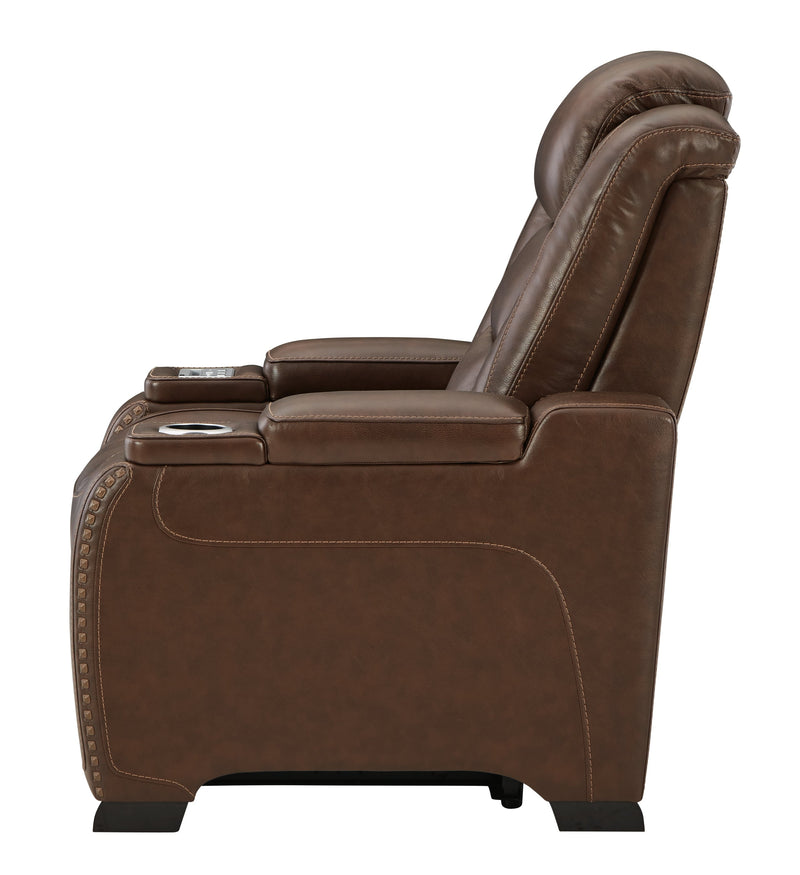 The Man-den Mahogany Leather Power Recliner