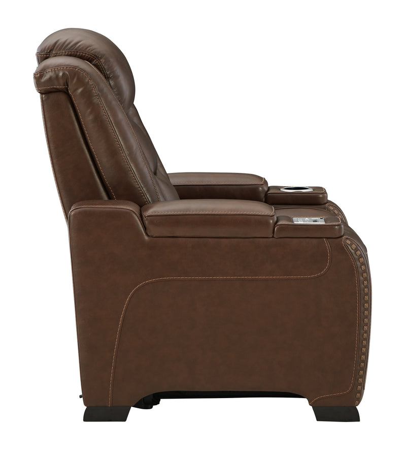 The Man-den Mahogany Leather Power Recliner