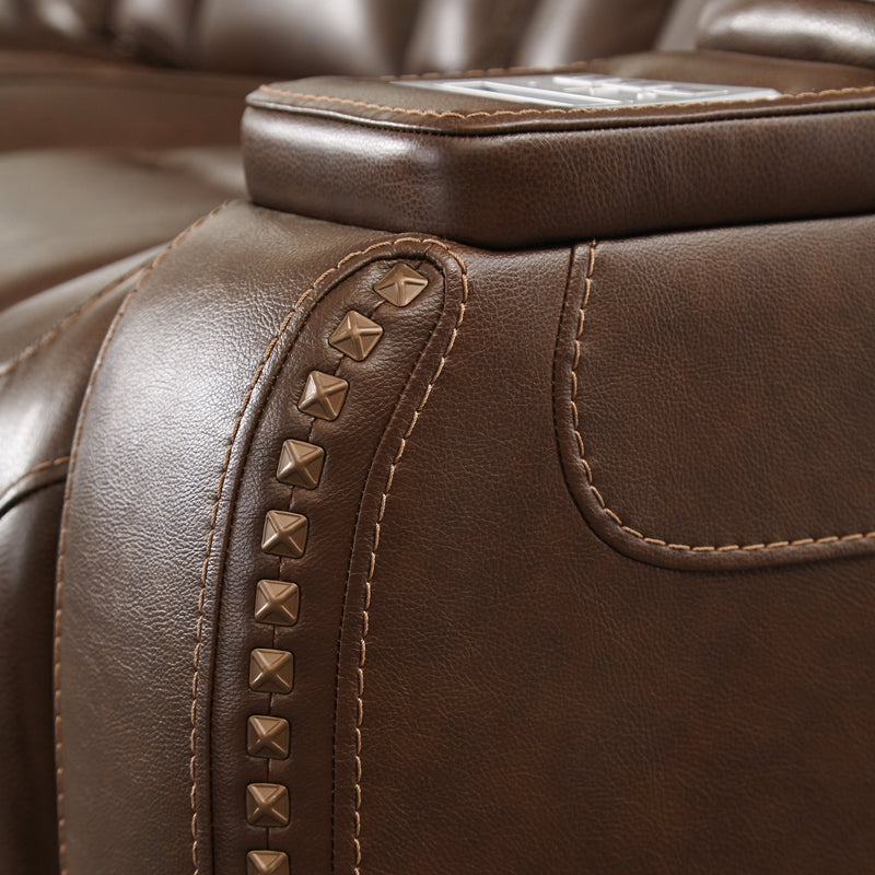 The Man-den Mahogany Leather Power Recliner