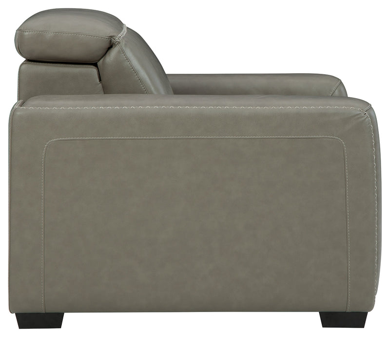 Correze Gray Leather Recliner With Power