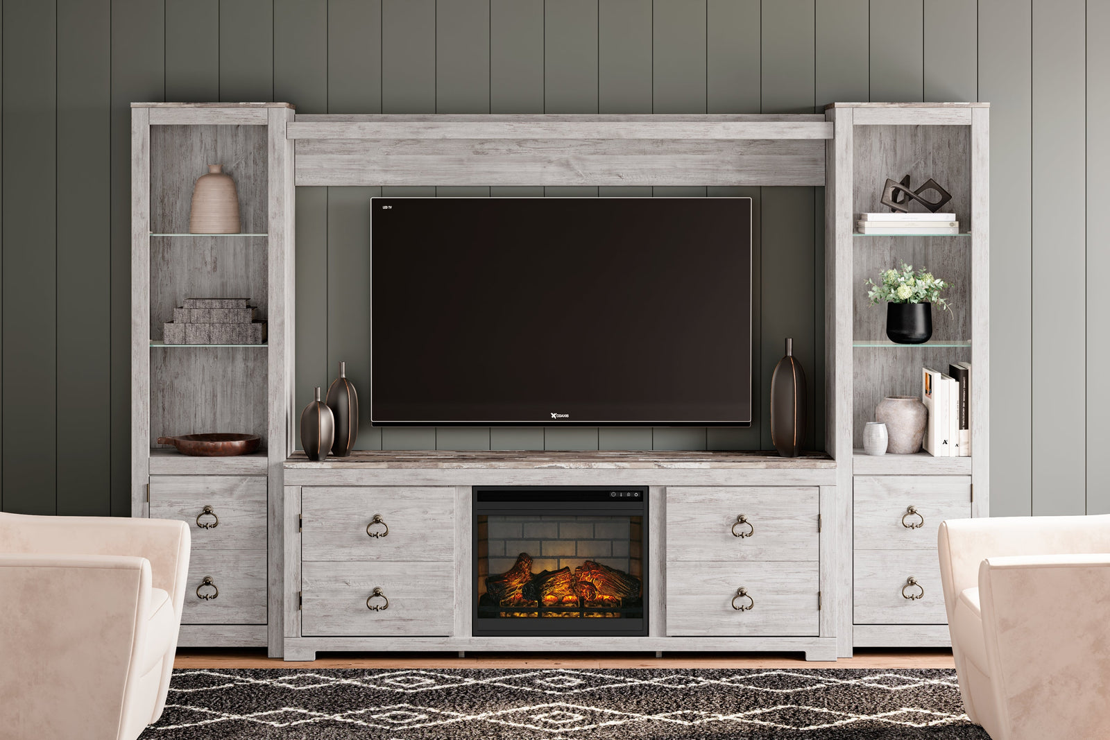 Willowton 4-Piece Entertainment Center With Electric Fireplace