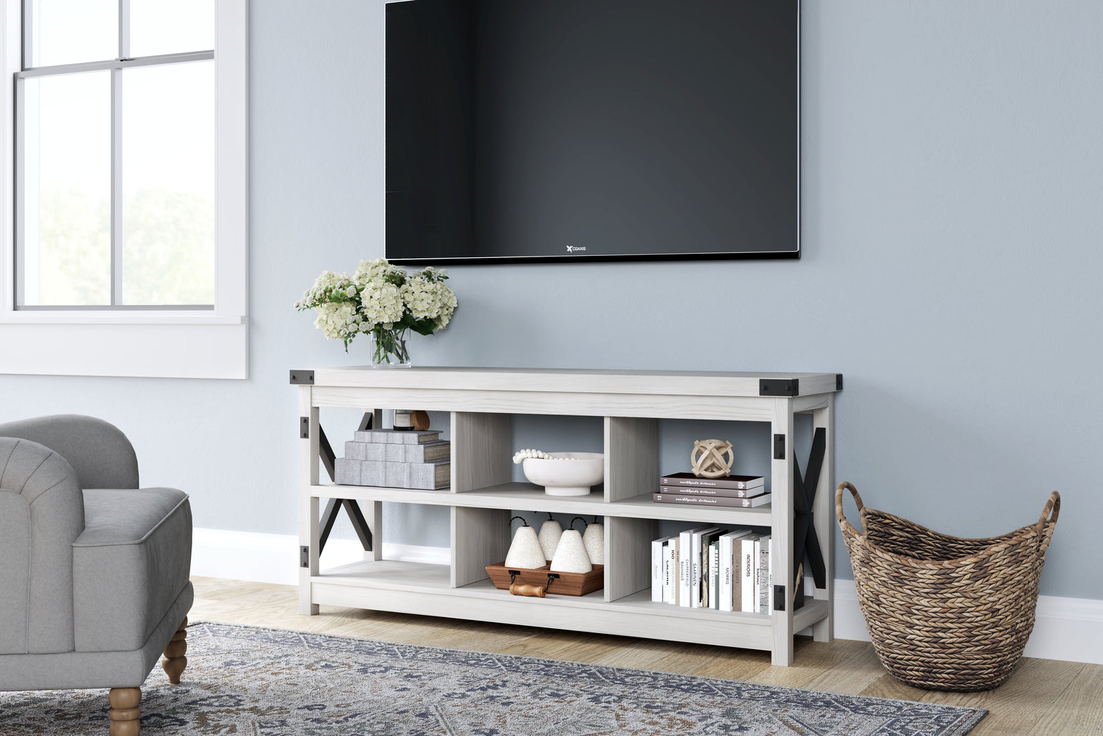 Bayflynn White Black Tv Stand