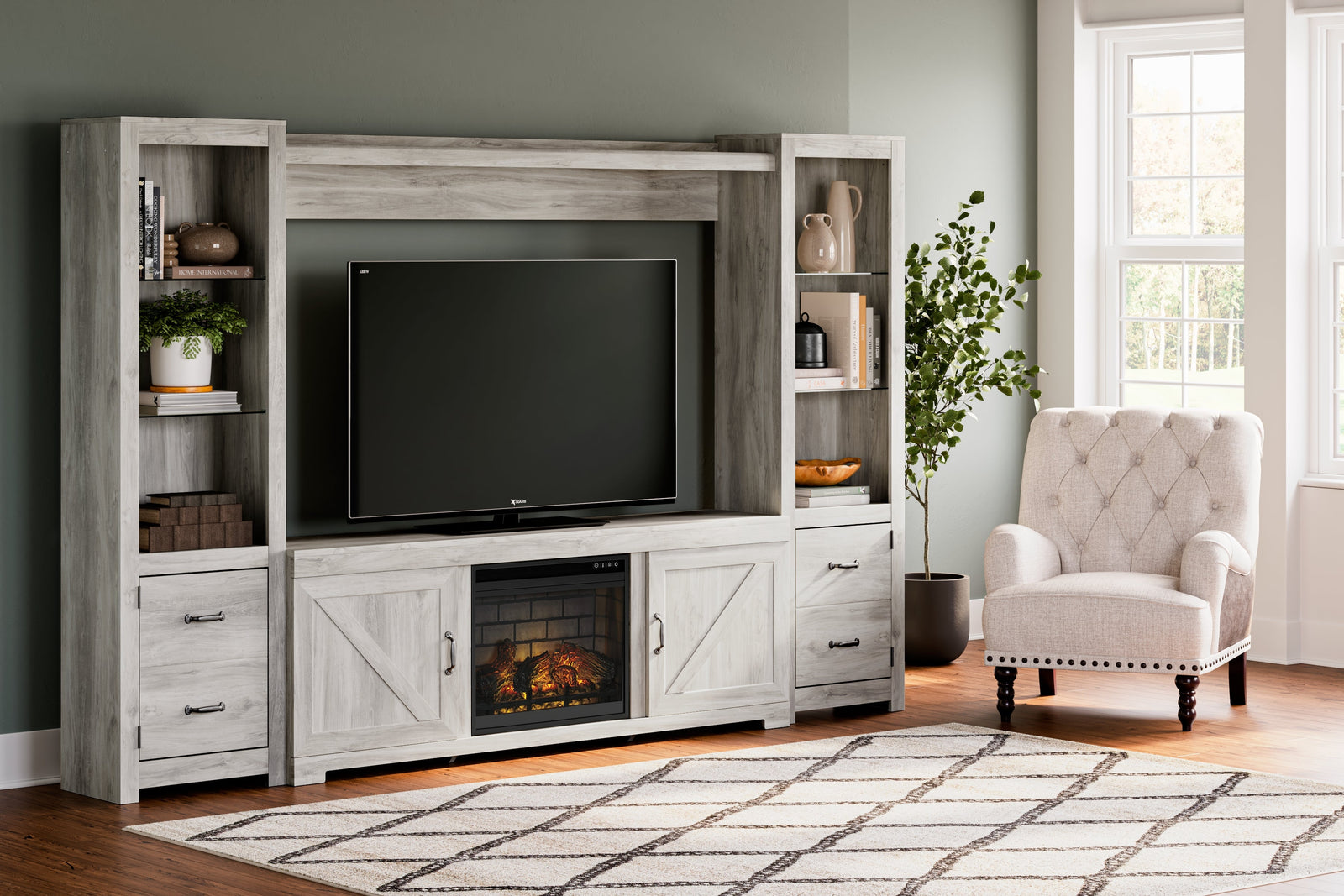 Bellaby 4-Piece Entertainment Center With Electric Fireplace