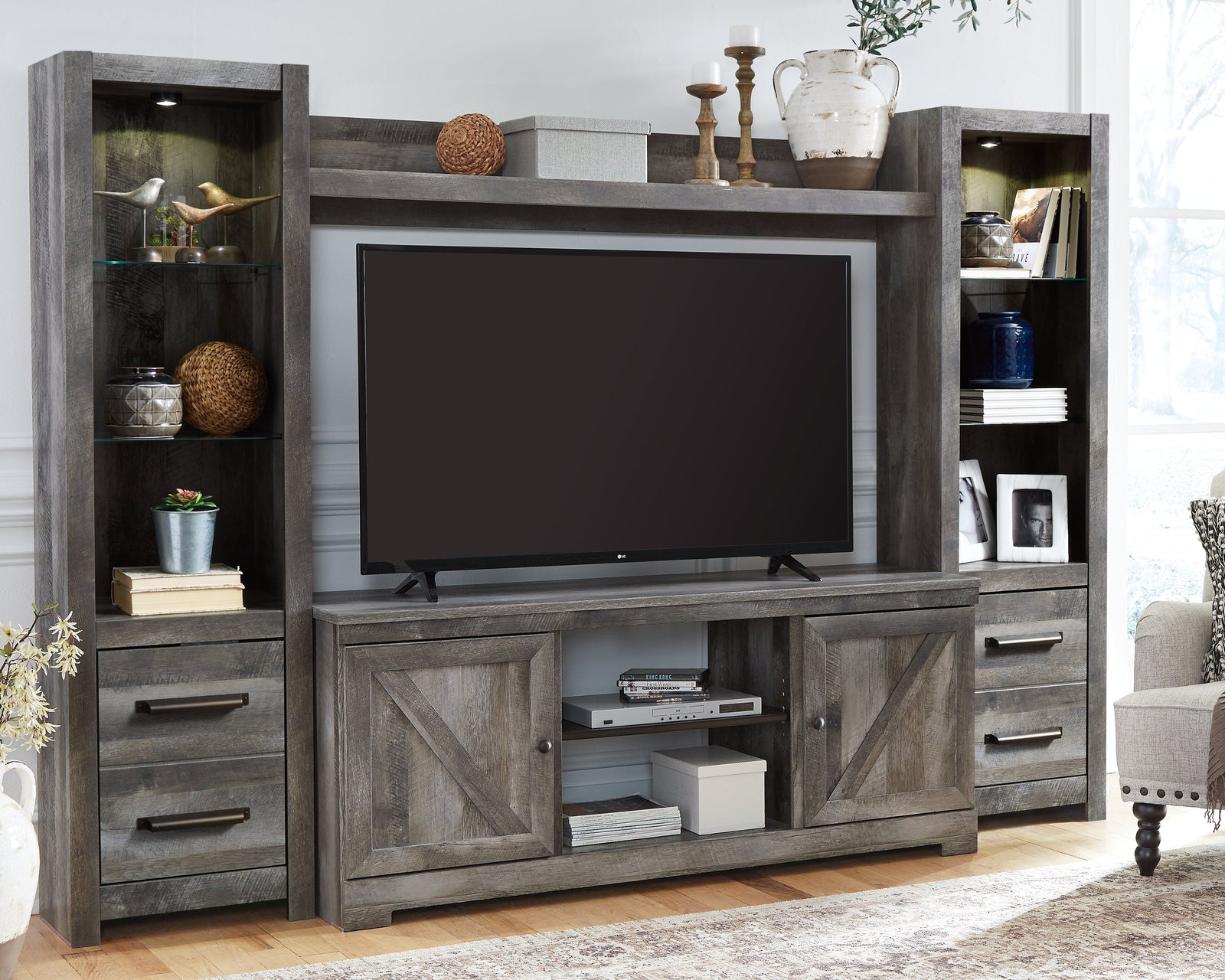 Wynnlow Gray 4-Piece Entertainment Center