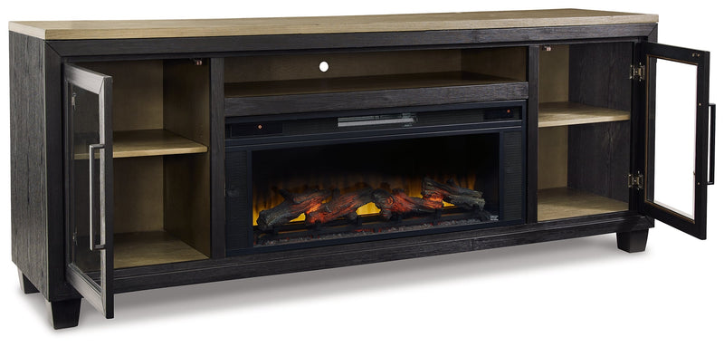 Foyland Black/brown 83" Tv Stand With Electric Fireplace