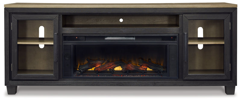 Foyland Black/brown 83" Tv Stand With Electric Fireplace