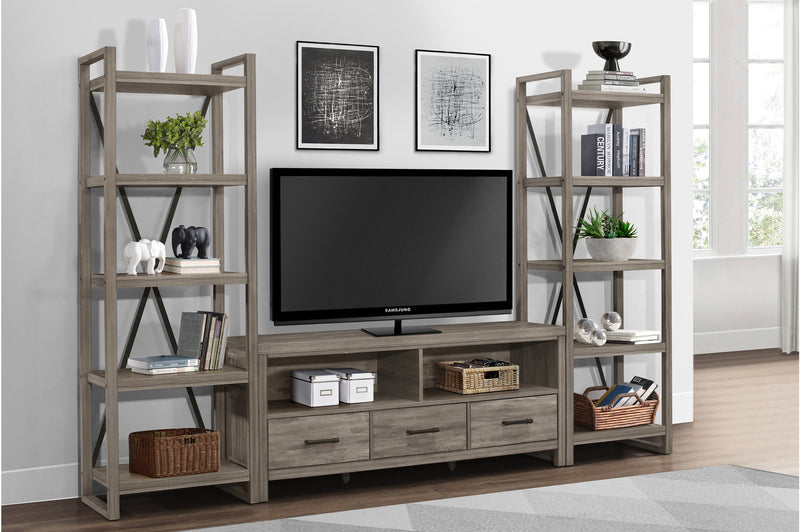 Bainbridge Gray Transitional Melamine Laminate Weathered Gray Wood Storage TV Stand