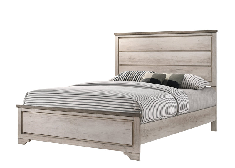 Patterson Driftwood Finish Solid Pine Wood Modern Rustic And Charm Panel Bedroom Set