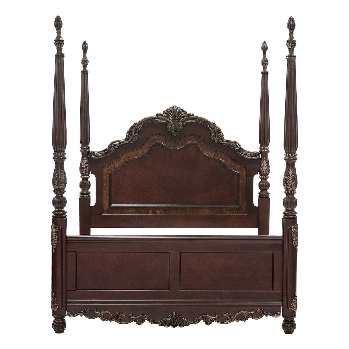 Deryn Park Cherry Traditional Cherry And Walnut Veneer Wood And Engineered Wood King Poster Bed