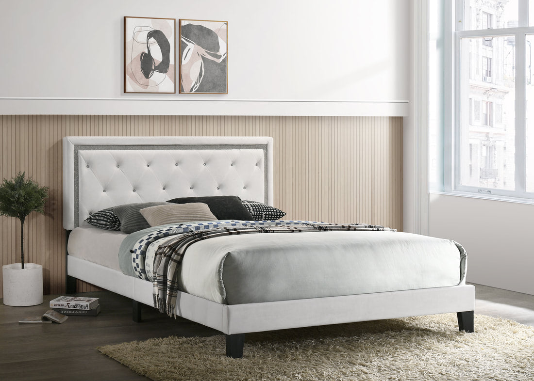 Passion Black Velvet Upholstered Tufted Platform Queen Bed